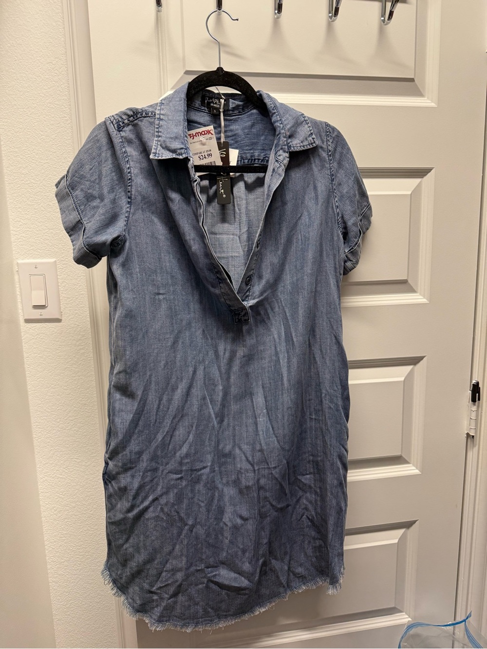 Velvet Heart Denim Midi Shirt Dress in Light Blue